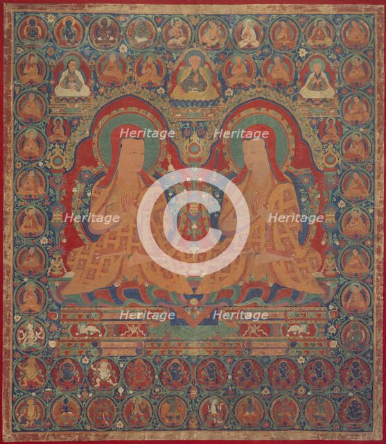 Kunga Wangcuk (1424-1478) and Sonam Senge (1429-1489), The Fourth and..., between 1475 and 1500. Creator: Anon.