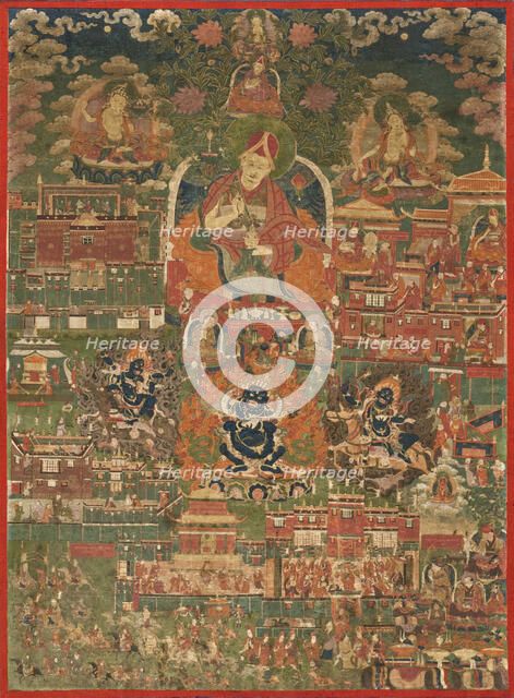 Kunga Tashi and Incidents from His Life (Abbot of Sakya Monastery, 1688-1711) (image 1 of 8), c1700. Creator: Anon.