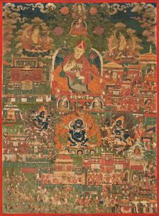 Kunga Tashi and Incidents from His Life (Abbot of Sakya Monastery, 1688-1711) (image 1 of 8), c1700. Creator: Anon