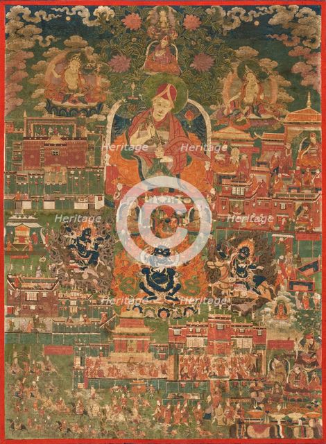 Kunga Tashi and Incidents from His Life (Abbot of Sakya Monastery, 1688-1711) (image 1 of 8), c1700. Creator: Anon.