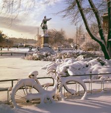 Kungstradgarden, Stockholm, with the statue of Karl XII, Johan Peter Molin, 1968. Creator: Unknown