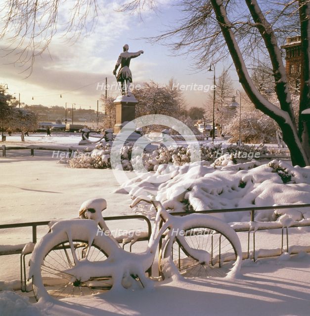 Kungstradgarden, Stockholm, with the statue of Karl XII, Johan Peter Molin, 1968. Creator: Unknown.