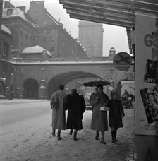 Kungsgatan, (King's Street) in winter, Stockholm, Sweden, 1950. Creator: Torkel Lindeberg