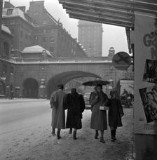 Kungsgatan, (King's Street) in winter, Stockholm, Sweden, 1950. Creator: Torkel Lindeberg