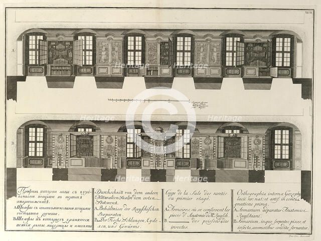 Kunstkammer (From: The building of the Imperial Academy of Sciences), 1741. Artist: Wortmann, Christian Albrecht (1680-1760)