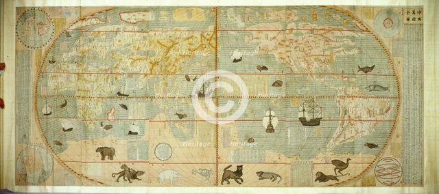 Kunyu Wanguo Quantu (Map of the Myriad Countries of the World), 1602. Creator: Ricci, Matteo (1552-1610).
