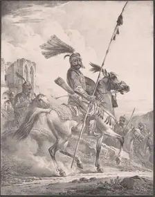 Kurd in military armor on horseback, 1819., 1819. Creator: Aleksandr Orlovsky