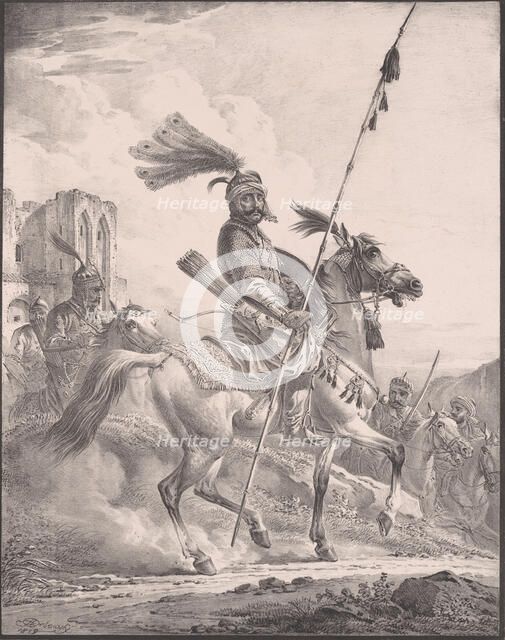 Kurd in military armor on horseback, 1819., 1819. Creator: Aleksandr Orlovsky.