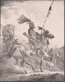 Kurd in military armor on horseback, 1819., 1819. Creator: Aleksandr Orlovsky