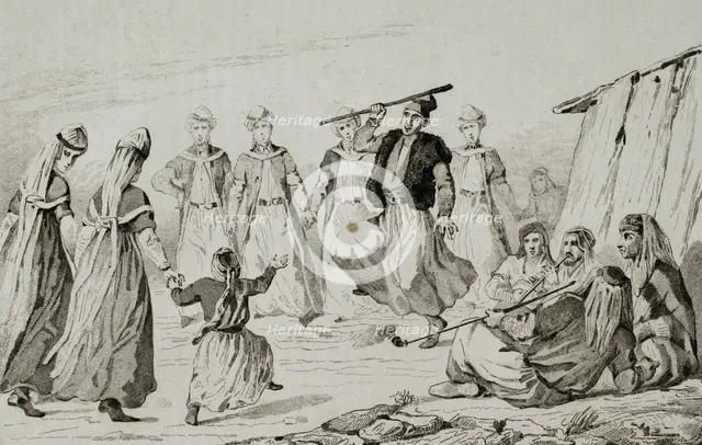 Kurdish women's dance, Armenia, 1838. Creator: Unknown.