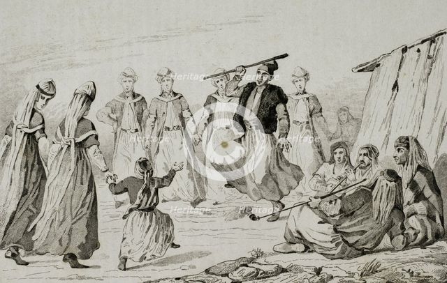 Kurdish women's dance, Armenia, 1838. Creator: Unknown.