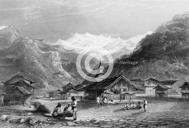 'Kursalee, - A Village in the Himalaya Mountains, India', 1838. Creator: George Francis White.