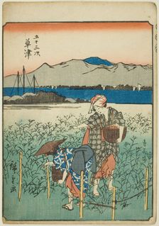 Kusatsu, from the series "Fifty-three Stations [of the Tokaido] (Gojusan tsugi)," also..., 1852. Creator: Ando Hiroshige