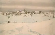 Kyusyur: Winter Landscape, 1929. Creator: Nikolaj Dmitrievic Travin