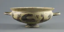 Kylix (Drinking Cup), 560-550 BCE. Creator: Attributed to the Workshop of the ?Bird-frieze Painter?