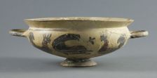 Kylix (Drinking Cup), 560-550 BCE. Creator: Attributed to the Workshop of the ?Bird-frieze Painter?