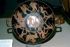 Kylix showing the Labours of Theseus, Athens, c440BC-c430BC. Artist: Codrus Painter