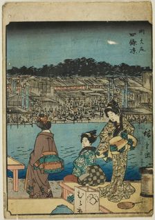 Kyoto: Evening Cool at Shijo (Onajiku taibi, Shijo suzumi), from the series "Fifty-three S..., 1852. Creator: Ando Hiroshige
