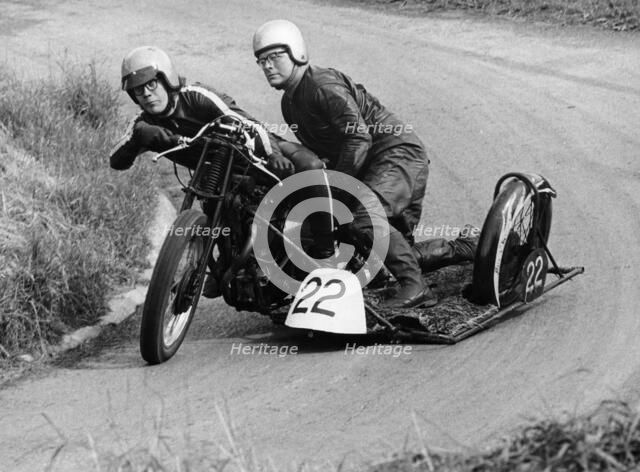 H Wilderspin taking part in the Gurston Hill Climb, on a 1936 Matchless bike, 1971. Artist: Unknown