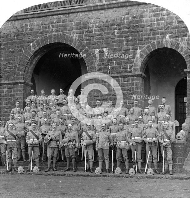 'H' Company, Royal Warwickshire Regiment, Belgaum, India, 1900s. Creator: Underwood & Underwood.