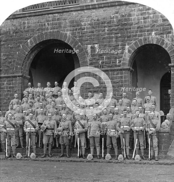 'H' Company, Royal Warwickshire Regiment, Belgaum, India, 1900s. Creator: Underwood & Underwood.