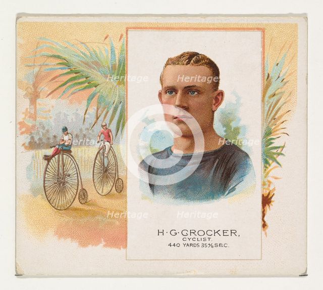 H.G. Crocker, Cyclist, from World's Champions, Second Series (N43) for Allen & Ginter Ciga..., 1888. Creator: Allen & Ginter.