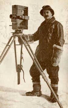 H. G. Ponting and One of His Cinematograph Cameras January 1912, (1913). Artist: Herbert Ponting