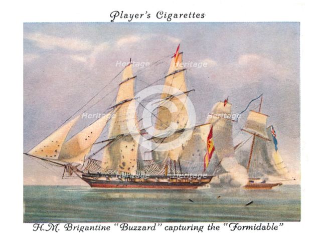 H.M.Brigantine "Buzzard" capturing the "Formidable", 1936.  Creator: Unknown.
