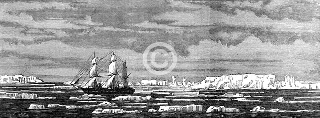H.M.S. Challenger among icebergs, 1874. Creator: Unknown.