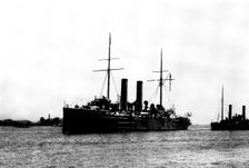 H.M.S. "Crescent," to be commanded by the Duke of York, 1898. Creator: Stephen Cribb