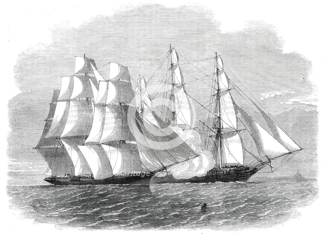 H.M.S. "Brisk", bearing the flag of Rear-Admiral Sir Henry Keppel, closing with "The Sunny..., 1860. Creator: Unknown.