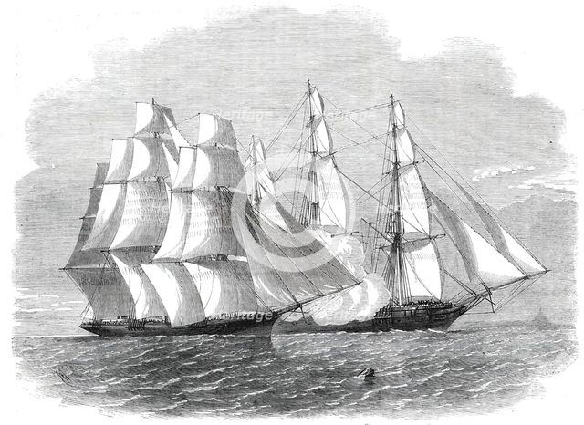 H.M.S. "Brisk", bearing the flag of Rear-Admiral Sir Henry Keppel, closing with "The Sunny..., 1860. Creator: Unknown.