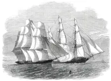 H.M.S. "Brisk", bearing the flag of Rear-Admiral Sir Henry Keppel, closing with "The Sunny..., 1860. Creator: Unknown
