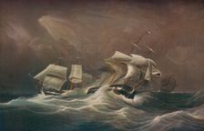 H.M.S. Indefatigable Engaging The French Droits-De-L'Homme,1797 1829. Artist: Edward Duncan