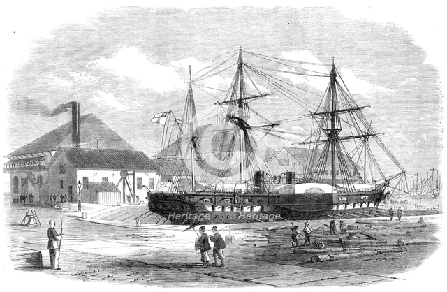H.M.S. Leopard in dock at Shanghai, 1865. Creator: Unknown.