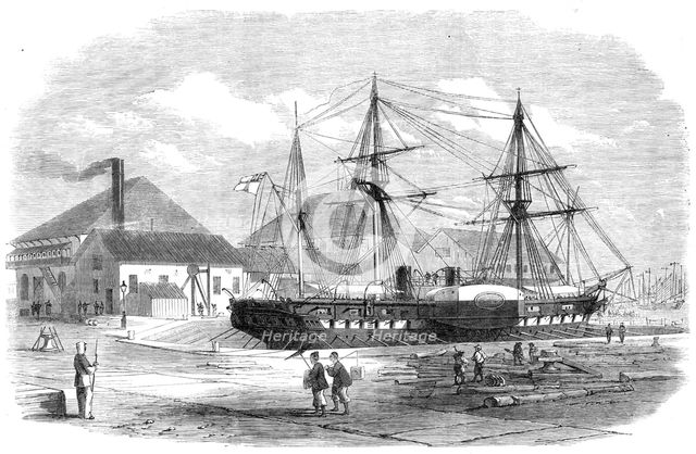 H.M.S. Leopard in dock at Shanghai, 1865. Creator: Unknown.