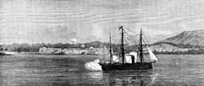 H.M.S. Niobe bombarding San Fernando Castle, Omoa, 1873. Creator: Unknown