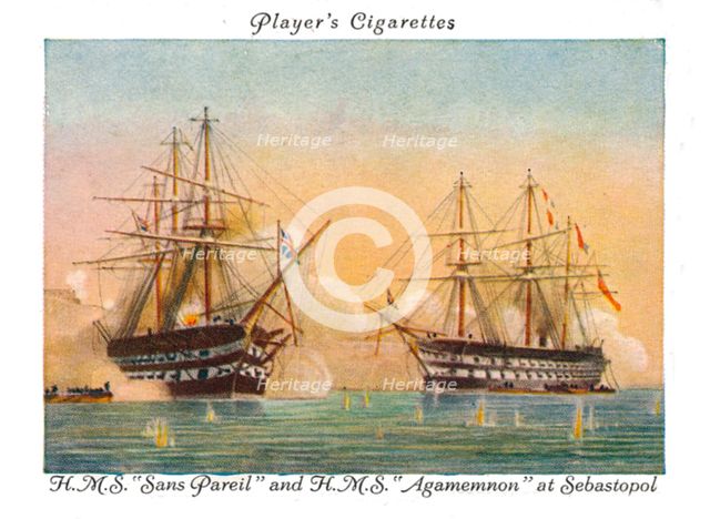 H.M.S."Sans Pariel"and H.M.S."Agamemnon" at Sebastopol, 1936.   Creator: Unknown.