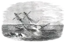 H.M.S. "Sappho", on the Main Reef at Honduras, 1850. Creator: Unknown