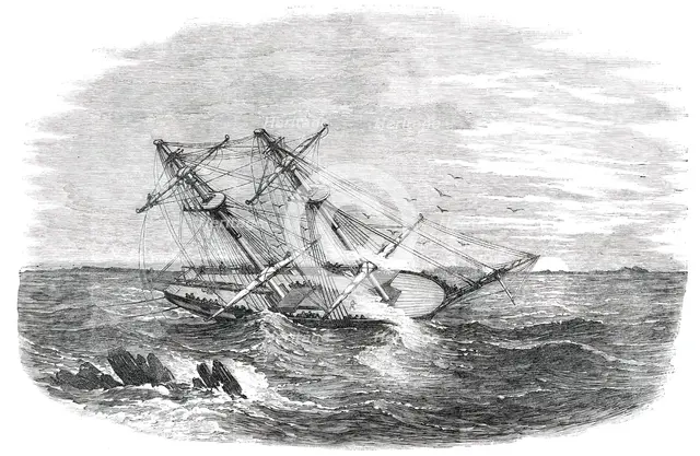 H.M.S. "Sappho", on the Main Reef at Honduras, 1850. Creator: Unknown.