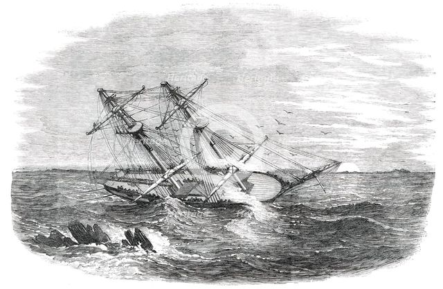 H.M.S. "Sappho", on the Main Reef at Honduras, 1850. Creator: Unknown.
