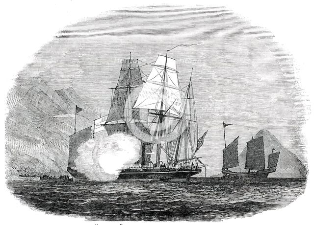 H.M.S. "Reynard" Capturing Two Piratical Junks off Hong Kong, 1850. Creator: Unknown.