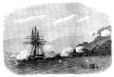 H.M.S. Rinaldo bombarding Salangore, in the Strait of Malacca, 1871. Creator: Unknown