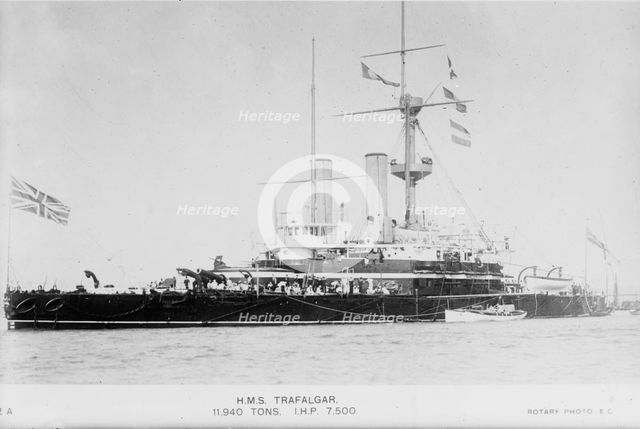 H.M.S. TRAFALGAR (Brit.), between c1910 and c1915. Creator: Bain News Service.
