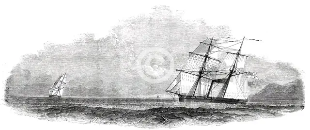 H.M. Steamer "Rifleman", in Chase of a Brazilian Slaver, 1850. Creator: Unknown.