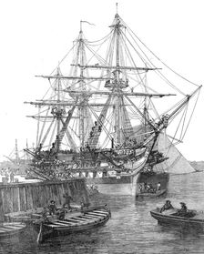 H.M. Screw Line-of-Battle Ship "Caesar", 90, at Portsmouth, 1854. Creator: Edward Duncan