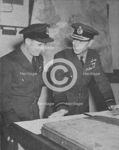 'H.M. The King learns details of the R.A.F. raid on the Ruhr dams on May 17, 1943', 1943-44. Artist: Unknown.