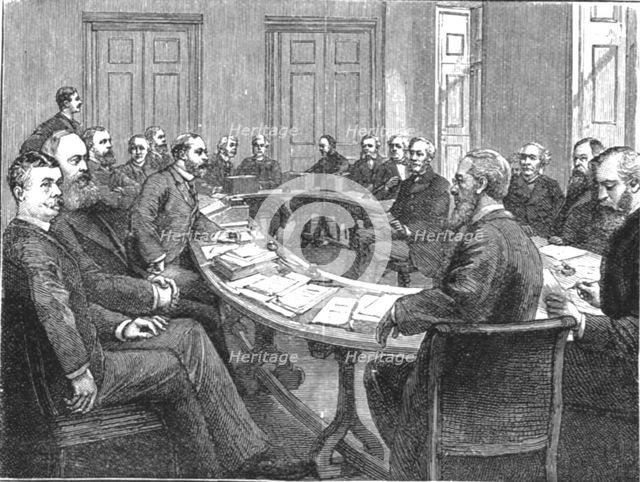 'H.R.H. The Prince of Wales Examining Lord Shaftsbury before the Royal Commission...', 1891. Creator: Unknown.