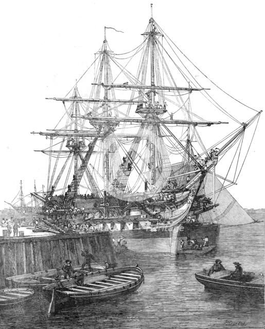 H.M. Screw Line-of-Battle Ship "Caesar", 90, at Portsmouth, 1854. Creator: Edward Duncan.