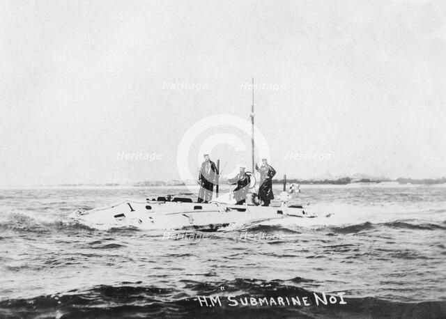 HM Submarine No1, c1908. Artist: Unknown